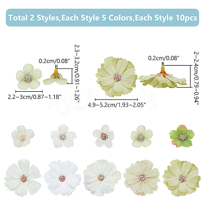 100Pcs 10 Style Silk Cloth Flower DIY-WR0003-92-1