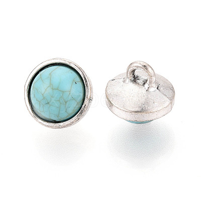 Zinc Metal Alloy & Natural Turquoise Buttons BUTT-WH0057-001BAS-1