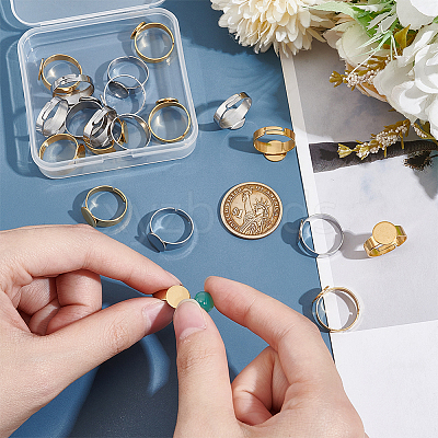 20Pcs 2 Styles Adjustable 304 Stainless Steel Finger Rings Components STAS-UN0057-19A-1