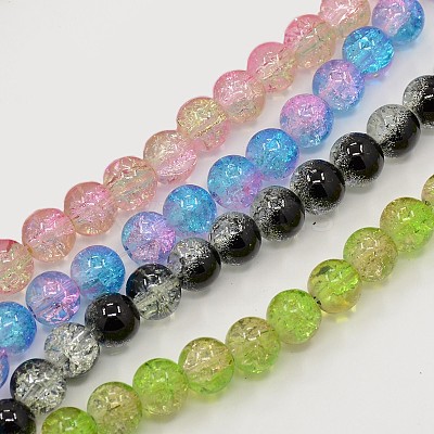 Two Tone Crackle Glass Beads Strands CCG-Q002-6mm-M-1