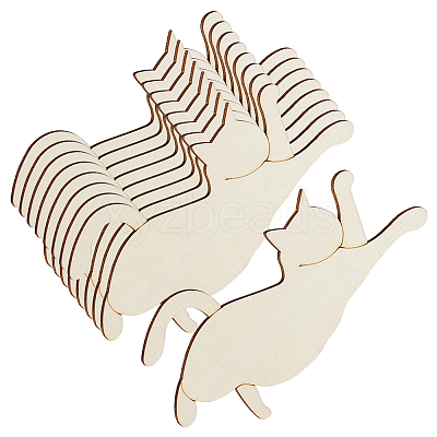 Cat Shape Unfinished Wood Cutouts WOOD-WH0029-48-1