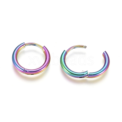 Ion Plating(IP) 304 Stainless Steel Huggie Hoop Earrings EJEW-F111A-14mm-Y-1