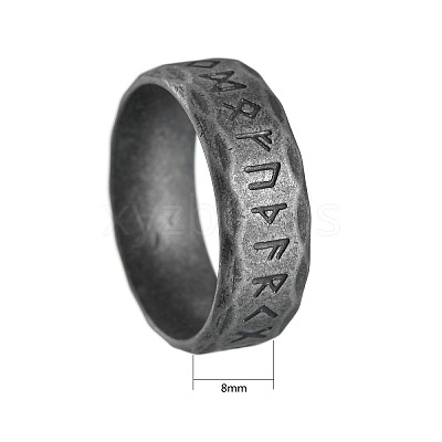 Viking Rune 304 Stainless Steel Finger Rings for Men WGDF4AB-56-1