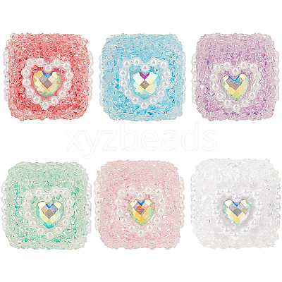 6Pcs 6 Colors Acrylic & Plastic & Resin Rhinestone Beads FIND-SC0013-09B-1