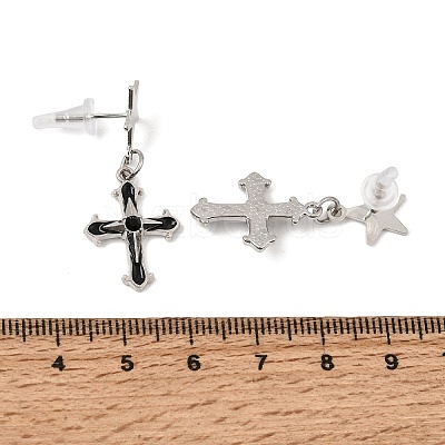 Alloy with Handmade Lampwork Stud Dangle Earrings LA-CBA71FC-01P-C-1