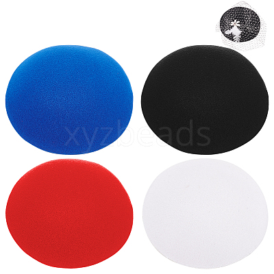 4Pcs 4 Colors EVA Cloth Round Fascinator Hat Base for Millinery AJEW-BC0007-39-1