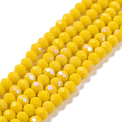 Electroplate Opaque Solid Color Glass Beads Strands EGLA-A034-P2mm-L02-1