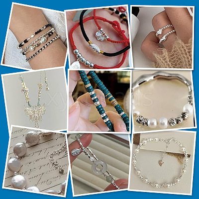 60Pcs 9 Styles 925 Sterling Silver Beads STER-PH0003-29-1