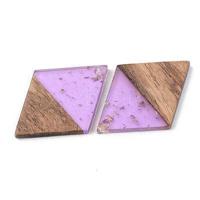 Transparent Resin & Walnut Wood Pendants RESI-S389-012A-B01-1