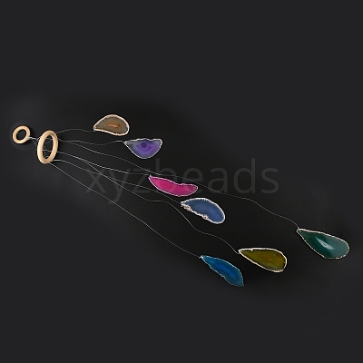Chakra Natural Dyed Agate Piece Hanging Ornament HJEW-R126-01A-1