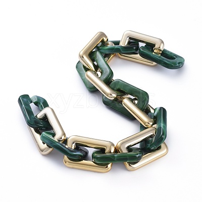 Handmade CCB Plastic Boston Link Chains AJEW-JB00683-01-1