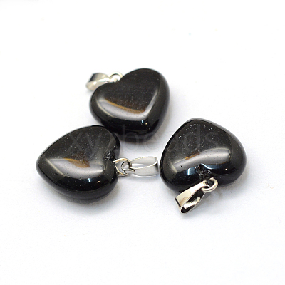 Heart Natural Obsidian Pendants G-Q371-17-1