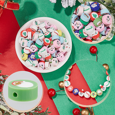 Christmas Theme 300Pcs Handmade Polymer Clay Beads CLAY-SP0001-01B-1