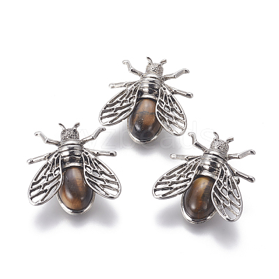 Natural Tiger Eye Brooches G-A176-D11-1