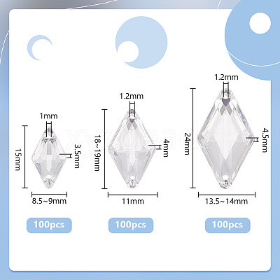 300Pcs 3 Styles Acrylic Sew on Rhinestone MACR-PH0001-76A-1