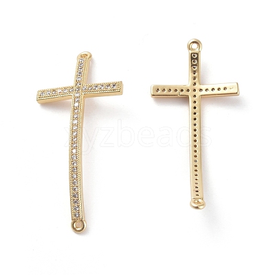 Brass Micro Pave Cubic Zirconia Links connectors ZIRC-K081-36G-1