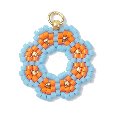 Seed Beads Beaded Charms PALLOY-MZ00205-03-1