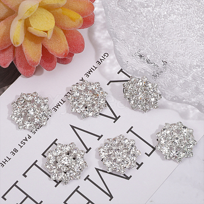 6Pcs 1-Hole Alloy Rhinestone Shank Buttons BUTT-CA0001-16A-1