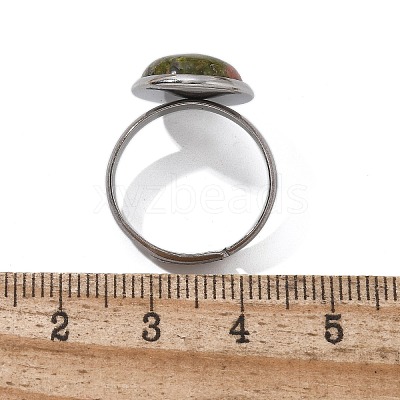 Half Round Natural & Synthetic Gemstone Finger Rings RJEW-M062-01P-23-1