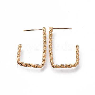 Brass Clear Micro Pave Cubic Zirconia Stud Earrings KK-N232-192-NF-1