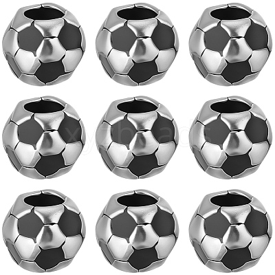 30Pcs Large Hole FootBall/Soccer Ball Alloy Enamel European Beads MPDL-SC0001-12-1