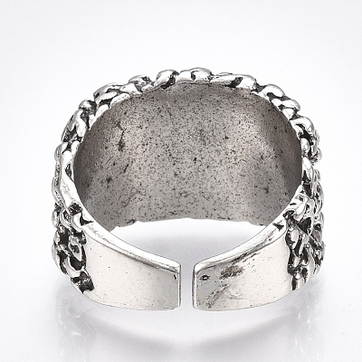 Alloy Glass Cuff Finger Rings RJEW-T006-01B-1