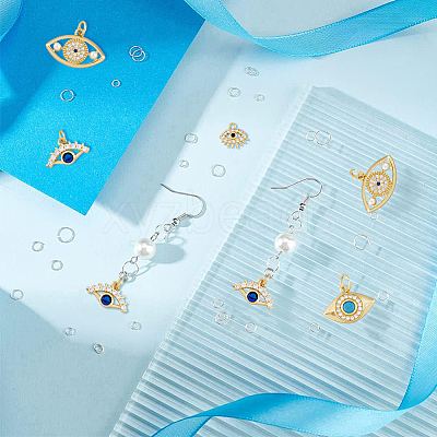 10Pcs 5 Style Eye Brass Micro Pave Cubic Zirconia Charms KK-DC0003-49-1