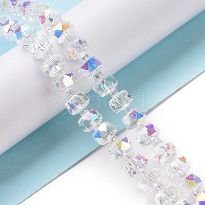Electroplate Transparent Glass Beads Strands EGLA-H101-03A-1