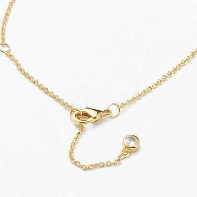 Brass Micro Pave Clear Cubic Zirconia Pendant Necklaces NJEW-J059-01P-1