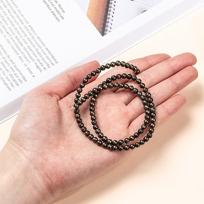 Natural Pyrite Beads Strands X-G-L031-4mm-01-1