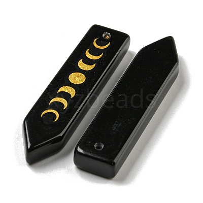 Natural Obsidian Moon Phase Pendants G-C145-01C-1