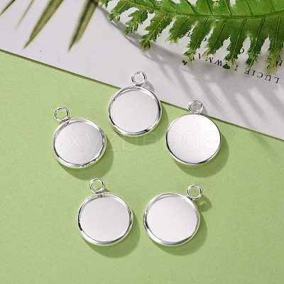 304 Stainless Steel Pendant Cabochon Settings STAS-F191-14S-C-1