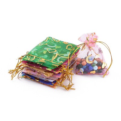 Heart Printed Organza Bags OP-R022-7x9-M-1