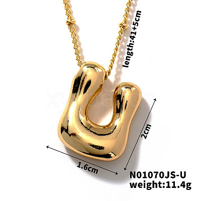 Simple and Stylish Brass Letter Pendant Satellite Chain Necklaces for Women Men GF2554-21-1