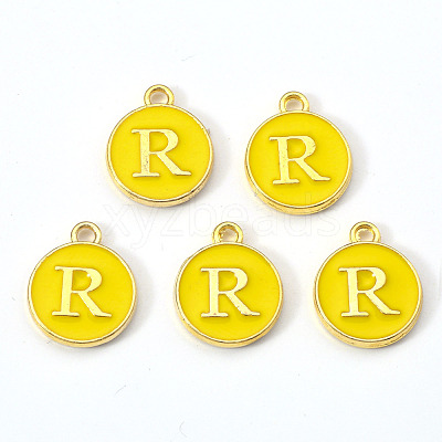 Golden Plated Alloy Enamel Charms X-ENAM-S118-09R-1