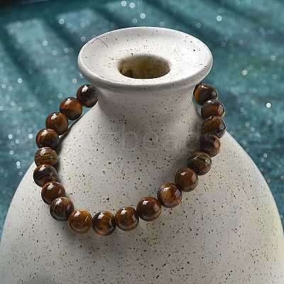 Natural Tiger Eye Bead Stretch Bracelets BJEW-K212-B-028-1