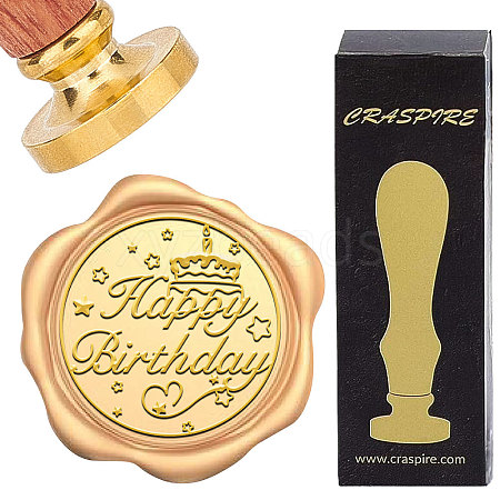 Brass Wax Seal Stamp with Rosewood Handle AJEW-WH0412-0262-1