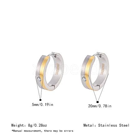 Two Tone 304 Stainless Steel Rhinestone Hoop Earrings for Women OJ2357-2-1