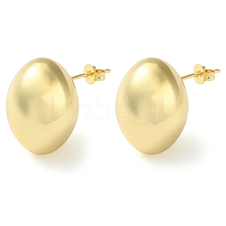 Oval Brass Stud Earrings for Women EJEW-A034-05G-1