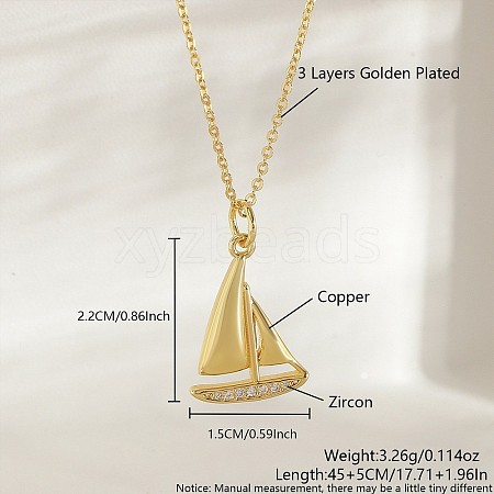 Ocean Summer Brass Pave Clear Cubic Zirconia Pendant Necklaces FS-WG8D1A7-22-1