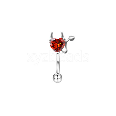 Evil Heart 304 Stainless Steel Cubic Zirconia Eyebrow Barbell Rings WGF5FAC-07-1