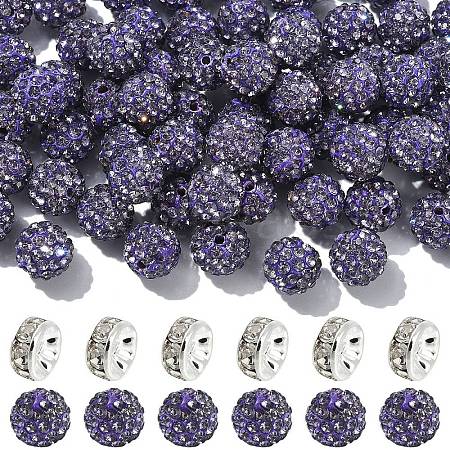 100Pcs Pave Disco Ball Beads RB-YW0001-30D-1