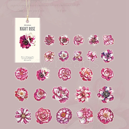 25Pcs Flower PET Waterproof Stickers PW-WG9EF1D-01-1