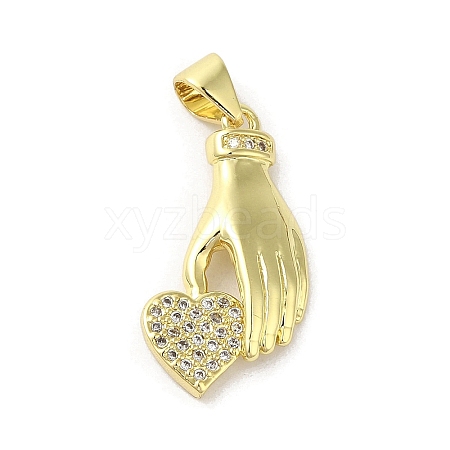 Rack Plating Brass Micro Pave Cubic Zirconia Pendants KK-C052-34G-1