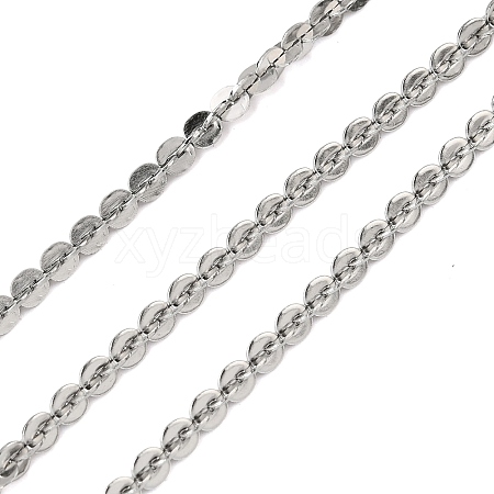 304 Stainless Steel Flat Round Link Chains CHS-K026-01B-P-1