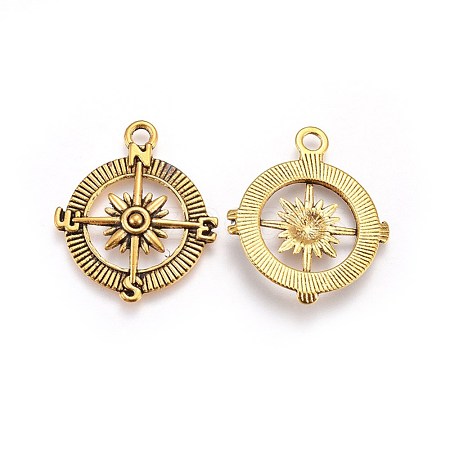 Tibetan Style Alloy Compass Pendants X-TIBEP-S272-AG-FF-1