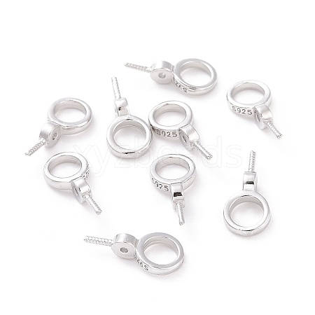 Anti-Tarnish Rhodium Plated 925 Sterling Silver Screw Eye Peg Bails STER-D035-46P-1