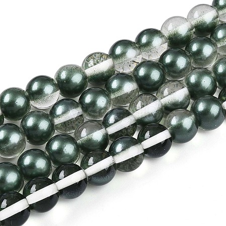 Baking Paint Transparent Glass Beads Strands DGLA-N011-10mm-07-1