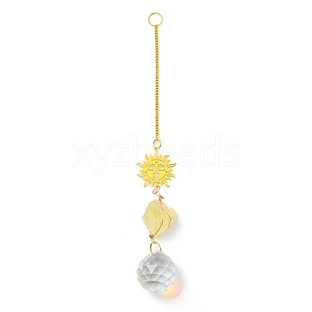 Wire Wrapped Nuggets Natural Citrine Pendant Decorations HJEW-C008-03C-G-1