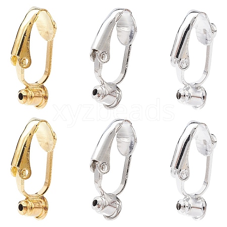 6Pcs 3 Colors Brass Clip-on Earring Converters Findings KK-YW0002-06-1
